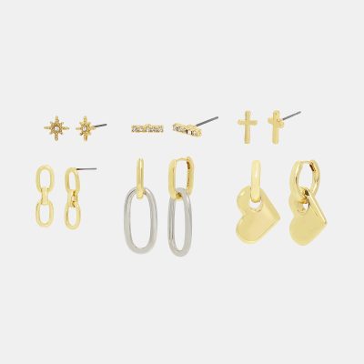 CHAIN LINK EARRING SET MULTI