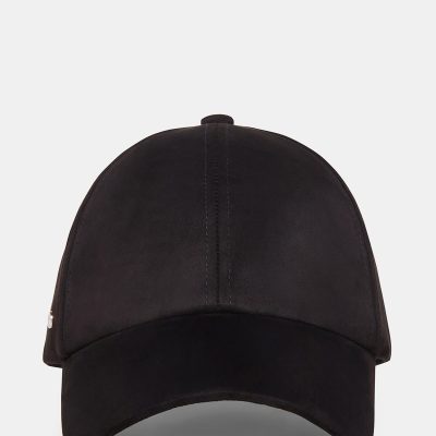 FAUX SUEDE BASEBALL CAP BLACK