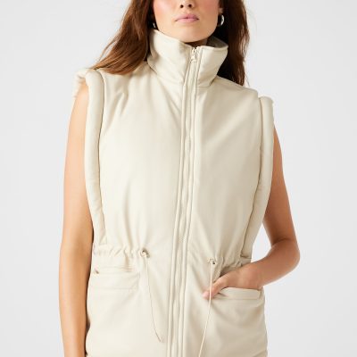 CELESTINA FAUX LEATHER VEST BONE