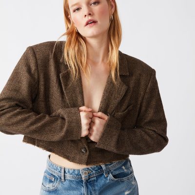 RUPI CROPPED BLAZER BROWN