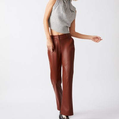 MERCER FAUX LEATHER PANT COGNAC