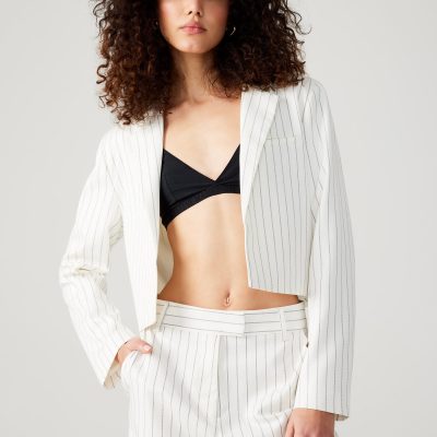 RUPI CROPPED BLAZER WHITE/BLACK