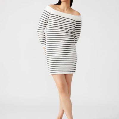 NOA SWEATER DRESS WHITE/BLACK